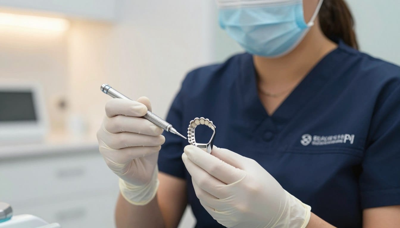 A high-quality, close-up photograph of a professional dentist in Parramatta holding a precision-crafted dental crown, showing a clean, modern clinic background with soft, warm lighting. A high-quality, close-up photograph of a professional dentist in Parramatta holding a precision-crafted dental crown, showing a clean, modern clinic background with soft, warm lighting.