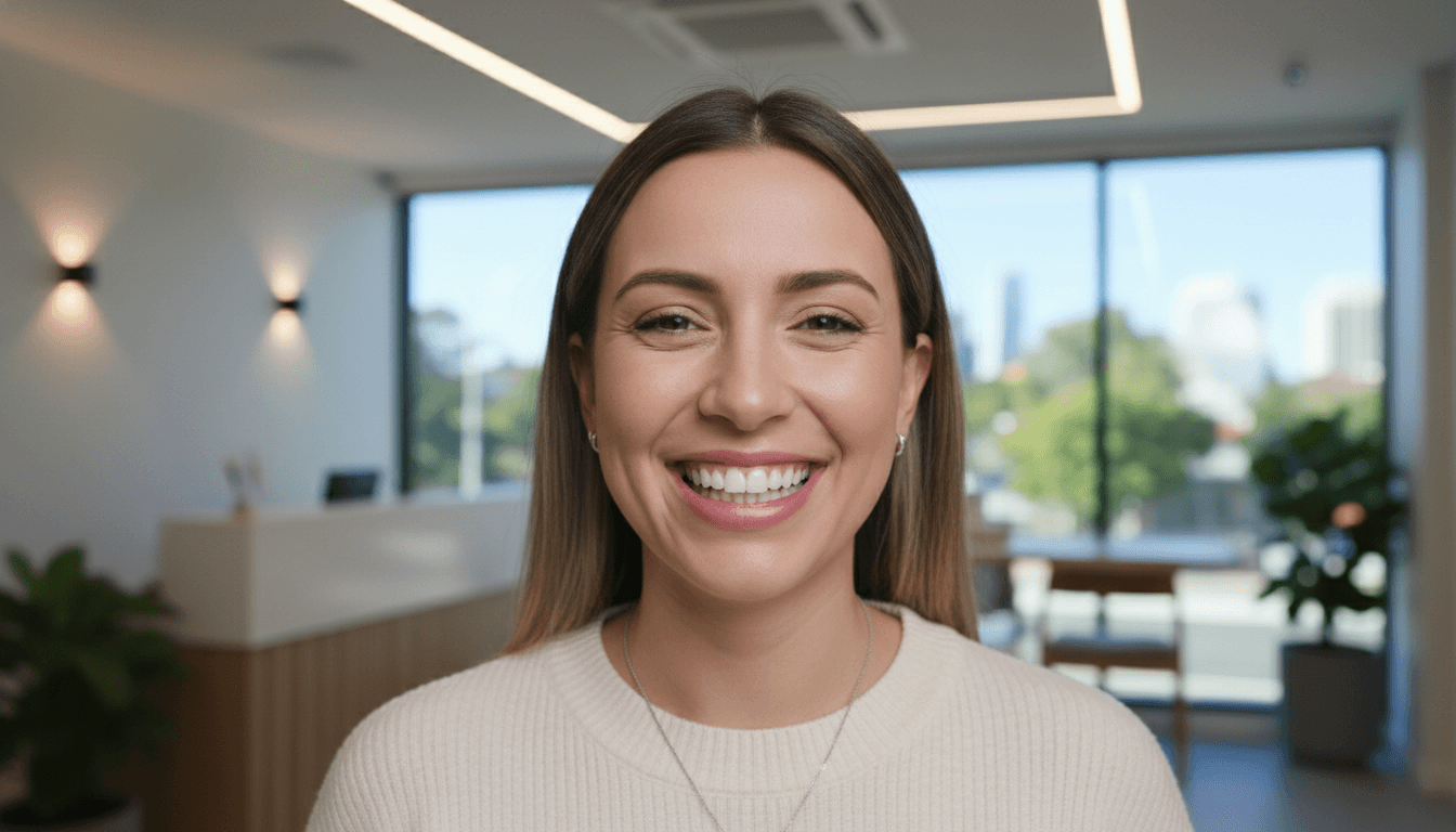 A high-quality, photorealistic close-up of a patient's bright and natural-looking smile following a porcelain veneers treatment, set in a modern and warm dental clinic in Parramatta NSW, soft professional lighting. A high-quality, photorealistic close-up of a patient's bright and natural-looking smile following a porcelain veneers treatment, set in a modern and warm dental clinic in Parramatta NSW, soft professional lighting.
