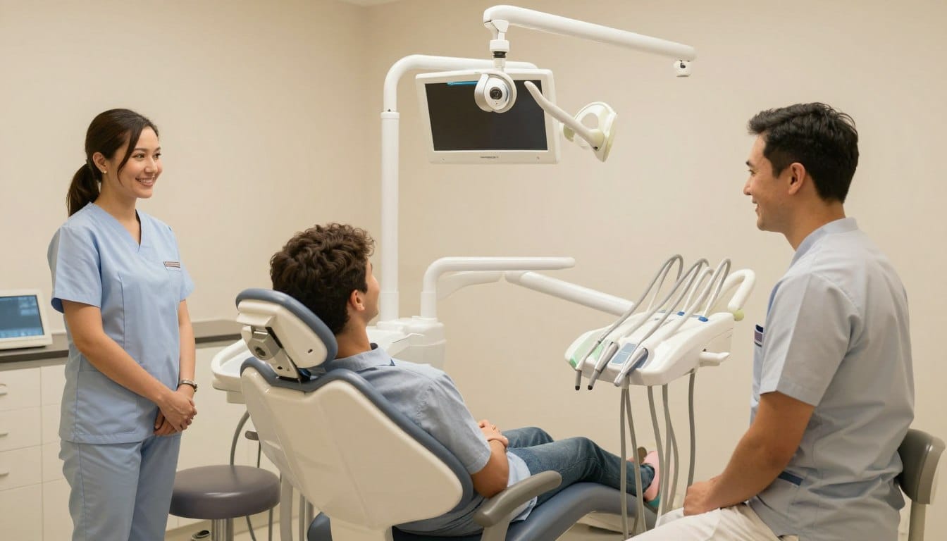A high-quality, warm-toned photograph of a modern dental clinic interior in Parramatta, featuring a comfortable dental chair and advanced technology, suggesting a calm and professional environment. A high-quality, warm-toned photograph of a modern dental clinic interior in Parramatta, featuring a comfortable dental chair and advanced technology, suggesting a calm and professional environment.