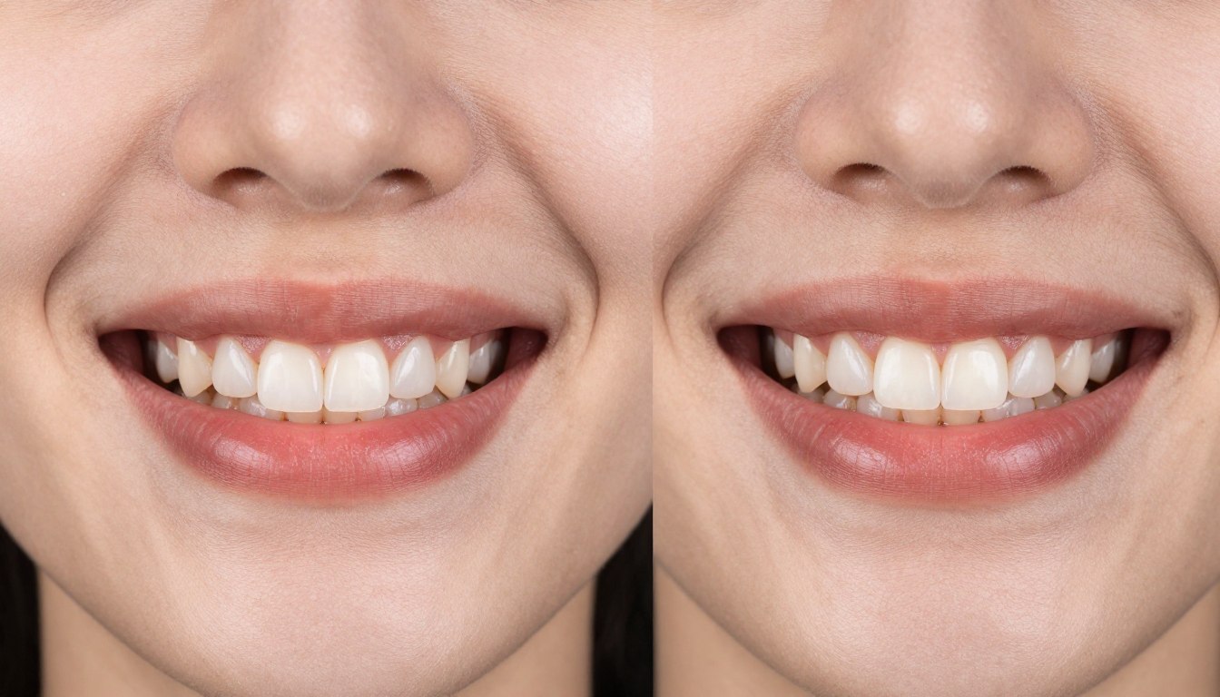Comparison of smile before and after gummy smile correction treatment Comparison of smile before and after gummy smile correction treatment