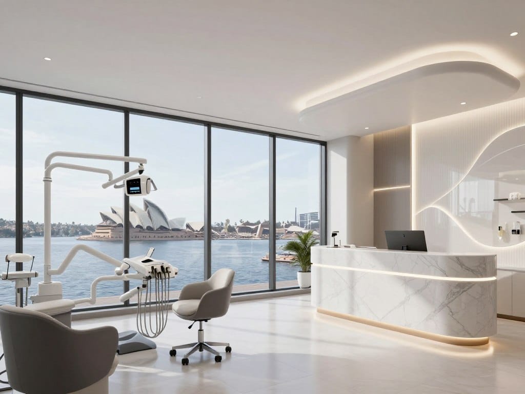 Harbour Smile Studio luxury dental clinic interior with harbour views Harbour Smile Studio luxury dental clinic interior with harbour views