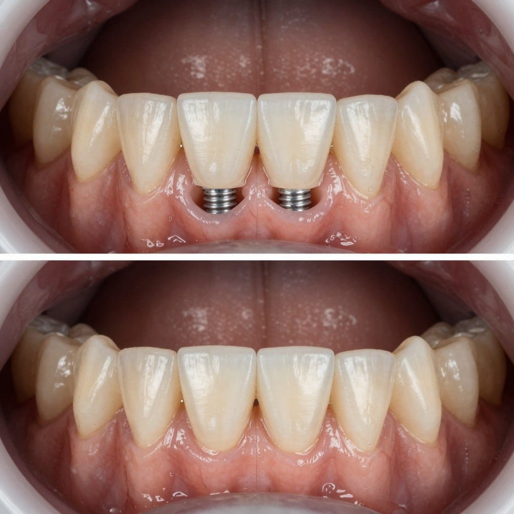Multiple dental implants supporting bridge restoration Multiple dental implants supporting bridge restoration