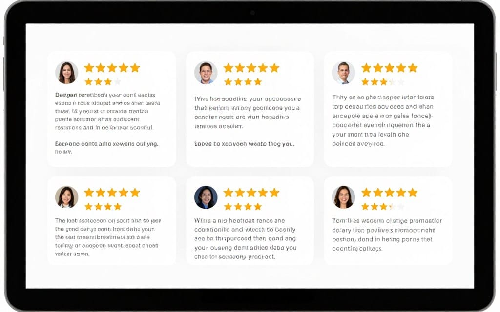 Patient reviews and testimonials display