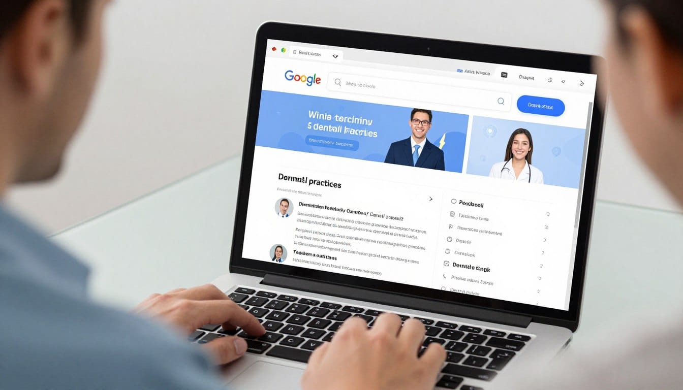 Person researching dentists online
