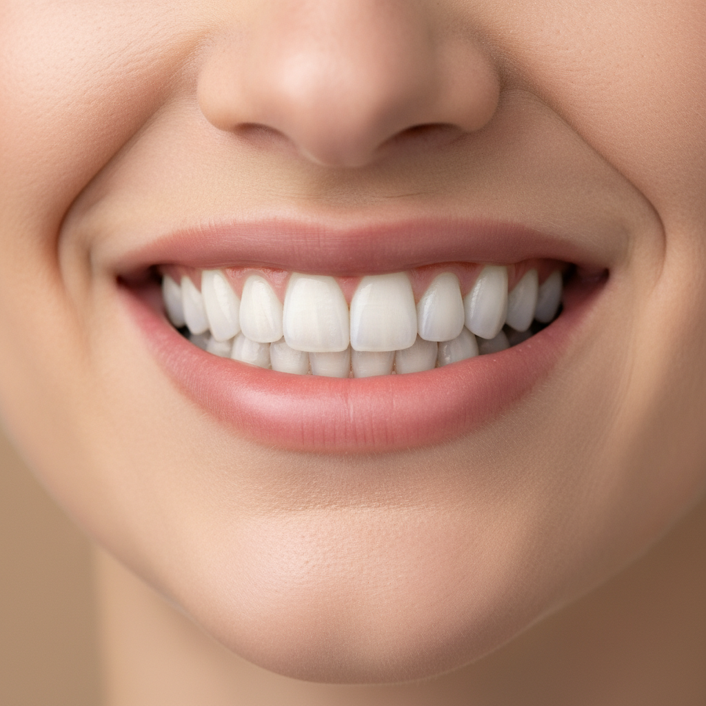 Close-up of beautiful smile achieved with dental veneers at My Smile Doctors Close-up of beautiful smile achieved with dental veneers at My Smile Doctors