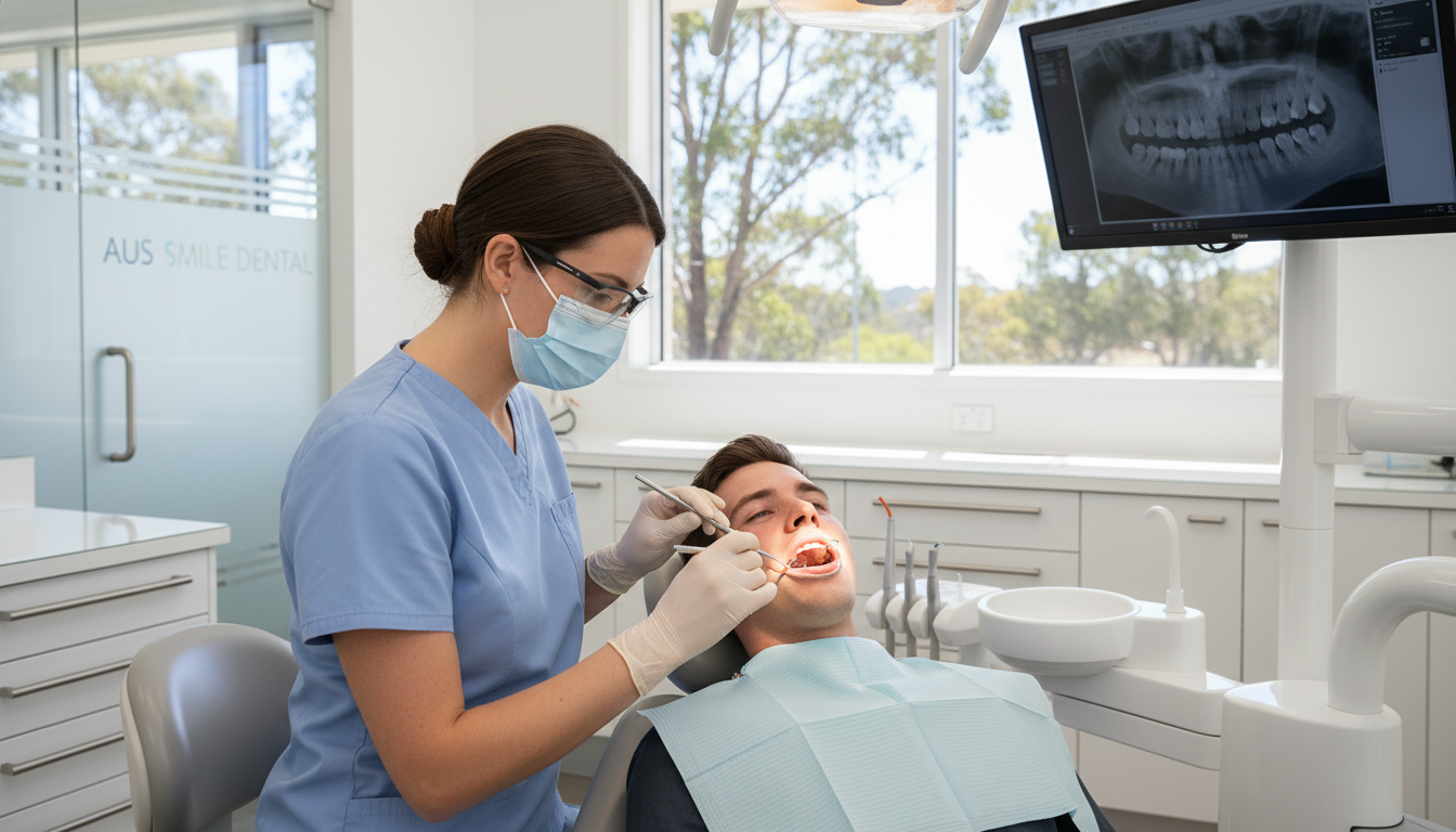 Dentist performing preventive dental examination at My Smile Doctors Parramatta Dentist performing preventive dental examination at My Smile Doctors Parramatta