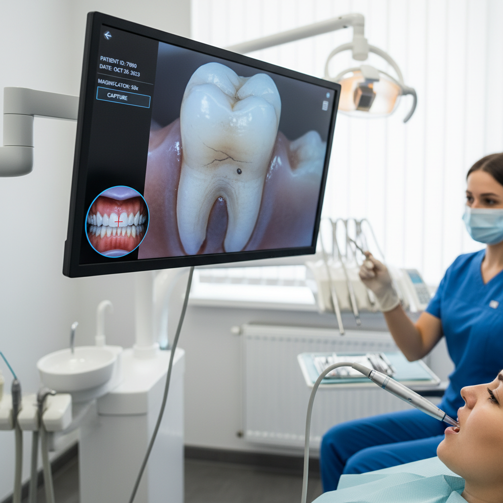 Intraoral camera showing detailed tooth images at My Smile Doctors Intraoral camera showing detailed tooth images at My Smile Doctors