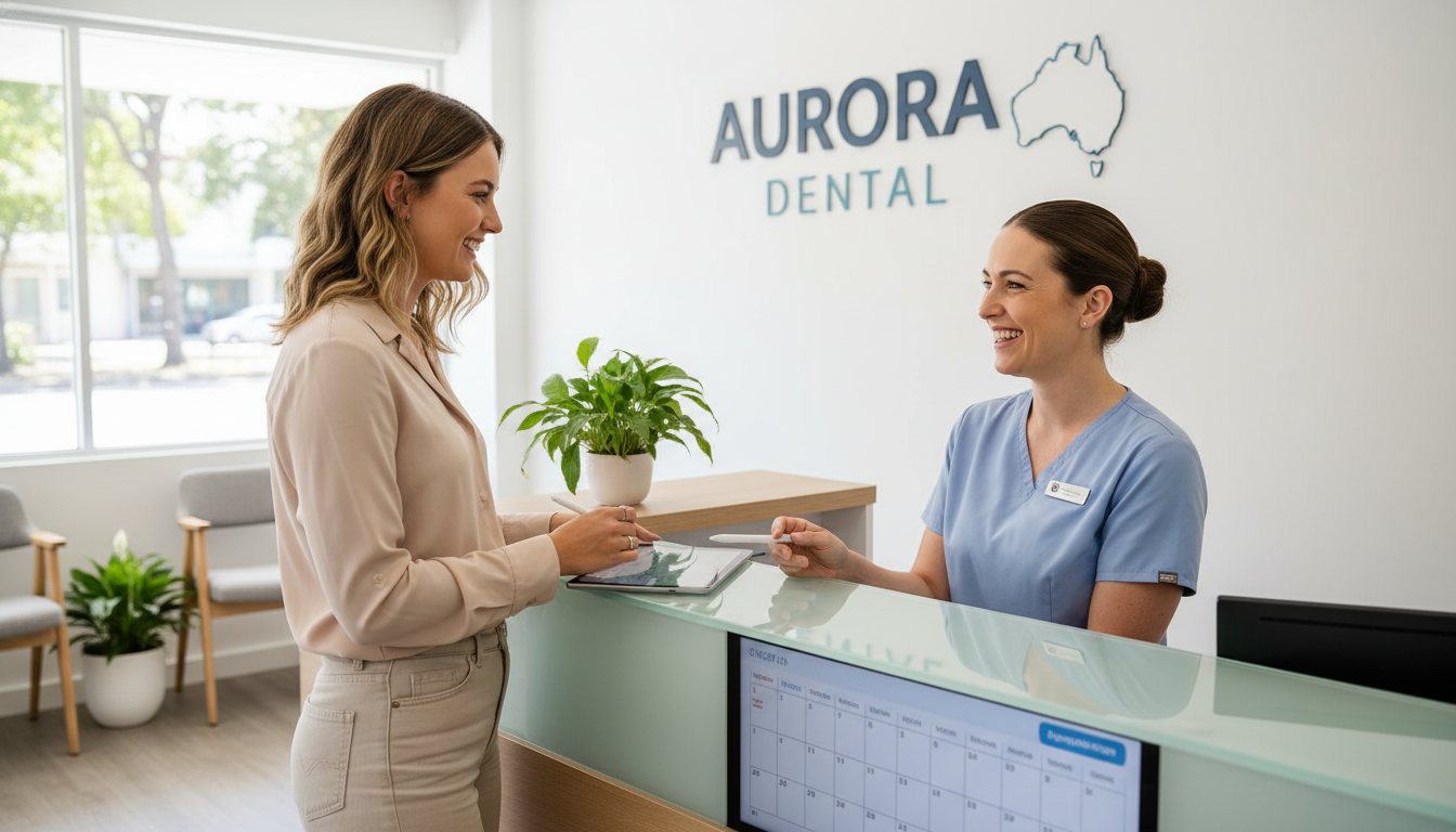 Patient booking appointment at My Smile Doctors Dentist Parramatta reception Patient booking appointment at My Smile Doctors Dentist Parramatta reception