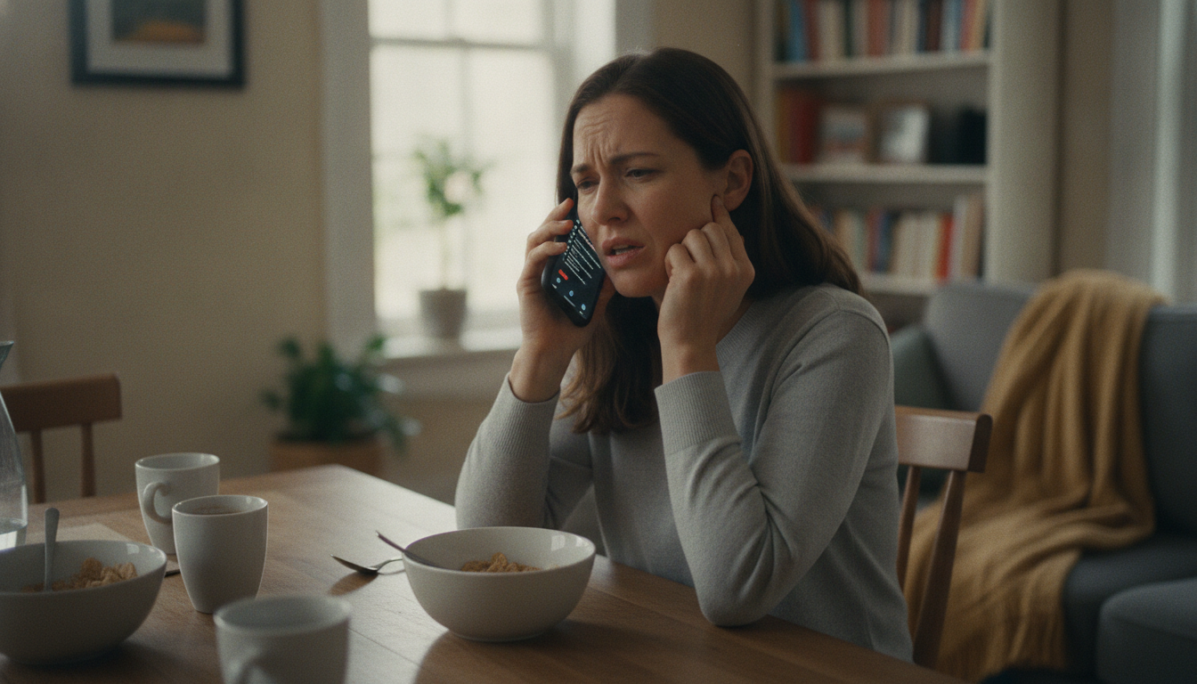 Patient making emergency dental appointment call
